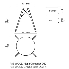 Обеденный стол из дерева Faz ø60x74