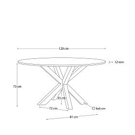 Круглый стол Argo из матового черного стекла и стальных ножек под дерево, Ø 120