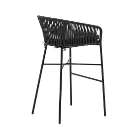 Веревочный барный стул Yanet черного цвета 80 см