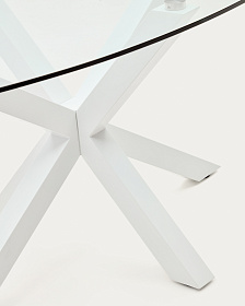 Овальный стол ARYA Argo из стекла, стальных ножек и белой отделкой 200x100