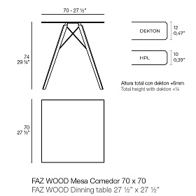 Обеденный стол Faz деревянный 70x70x74