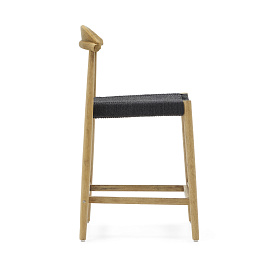 Nina Полубарный стул из массива акации с натуральной отделкой и черной веревкой 62 см