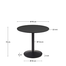 Esilda Садовый круглый стол черного цвета с черной металлической ножкой