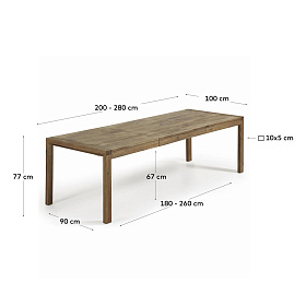 Обеденный стол Vivy 200(280)x100 состаренный дуб